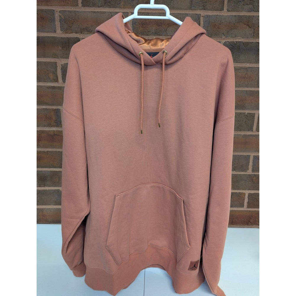 Jordan Flight Fleece Pullover Hoodie Women's‎ Medium Tall Oversized Orange Satin